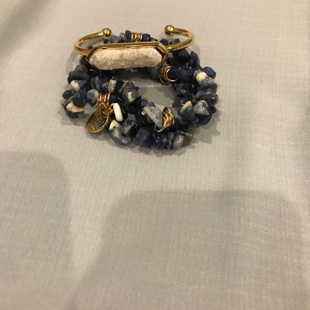 Indigo stack (3 in a set) & druzy bracelet